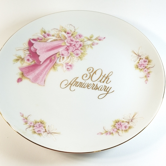 Vintage 30th Anniversary Decor Floral with Gold Plates SAJI Made in Japan - Picture 2 of 7